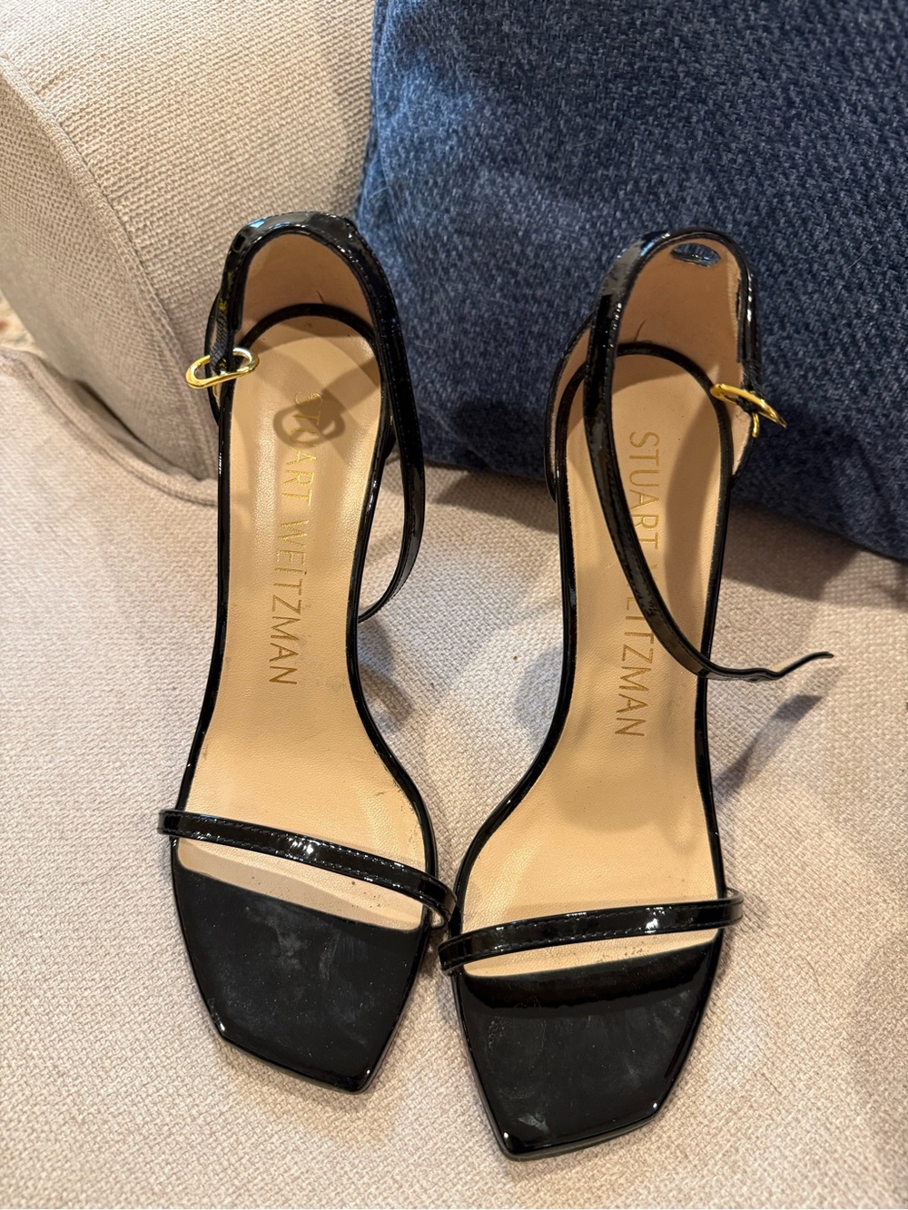 Stuart Weitzman Nudist Black Patent Leather Heels Size 7.5